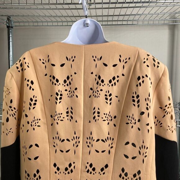 G.M.I Woman‎ Full Zip Brown Black Eyelet Long Sleeve Maximalist Flowy Size 16W - Picture 9 of 11
